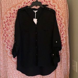 Black long sleeve button up blouse